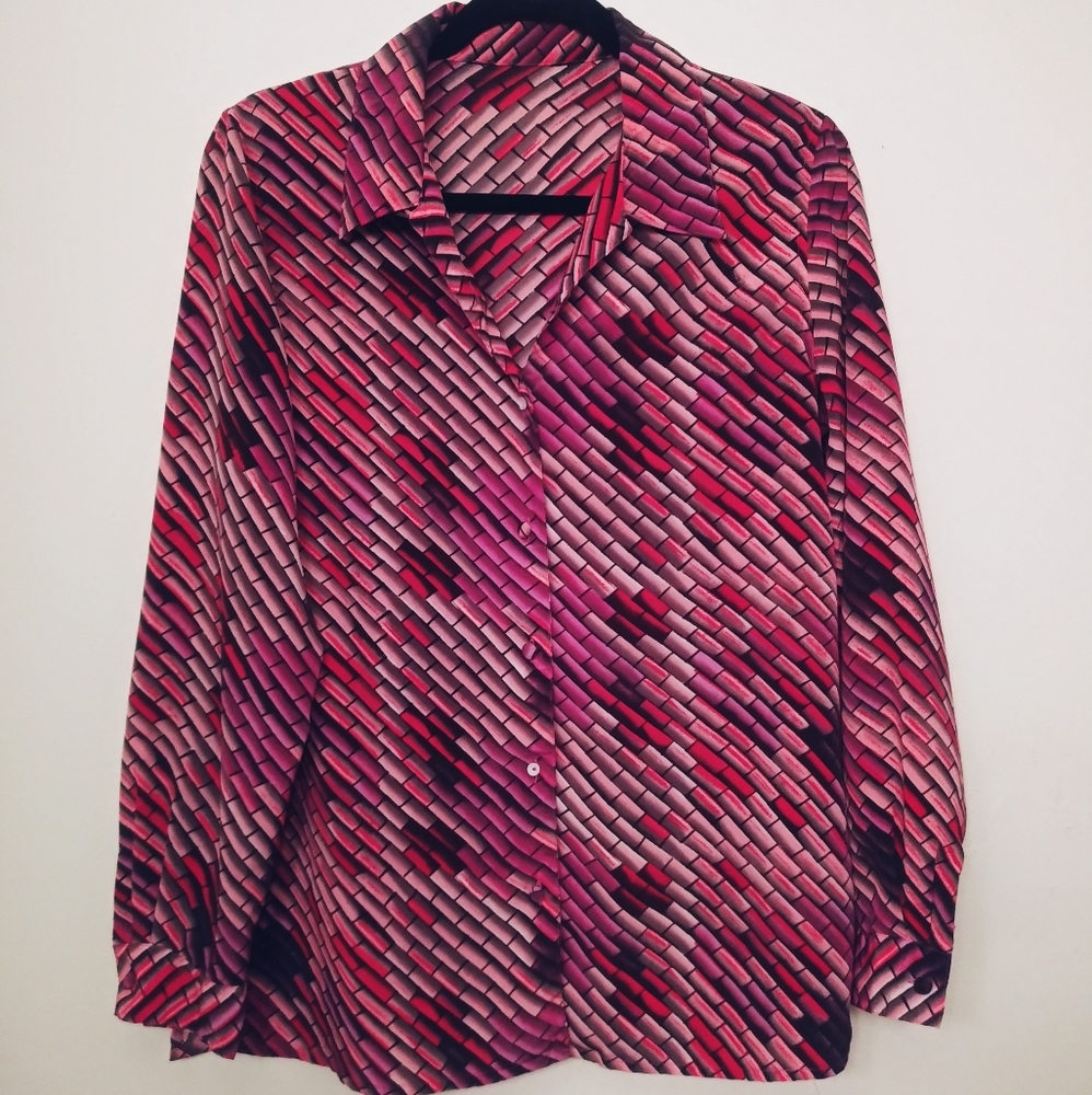 Vintage Patterned Work Blouse - image 2